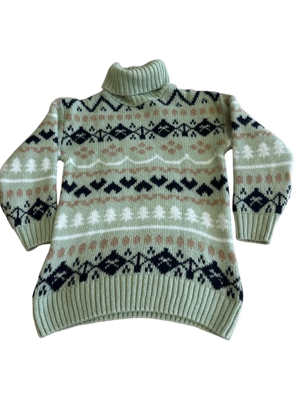 Anthropologie Fair Isle Oversized Turtleneck Sweater in Green - Picture 10 of 12